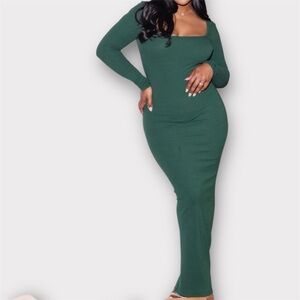 Fancy Homebody Signature Ribbed Long Sleeve Maxi Dress, XL
